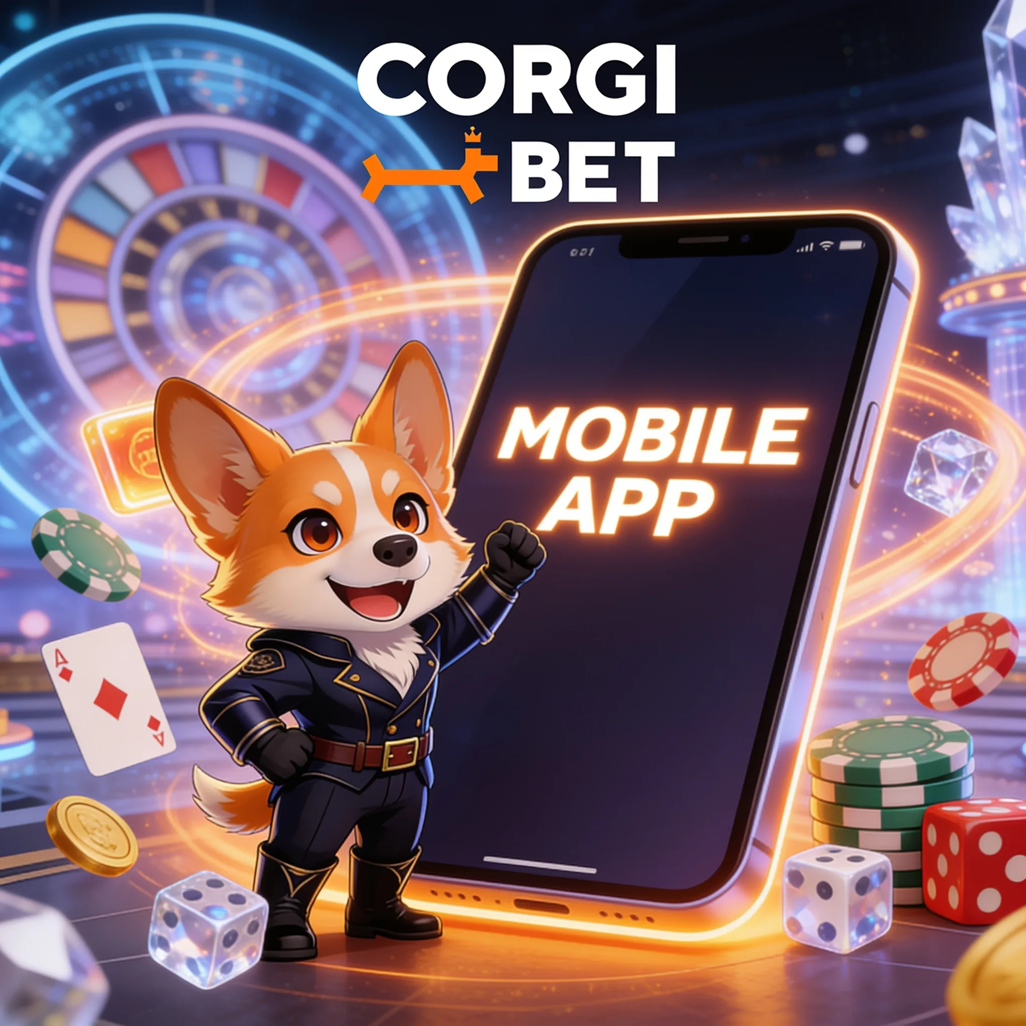 CorgiBet Casino-App auf einem Smartphone